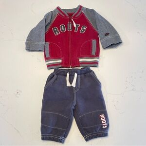 VTG 3-6M Roots Kids Retro Burgundy and Navy Jogger Sweat Set